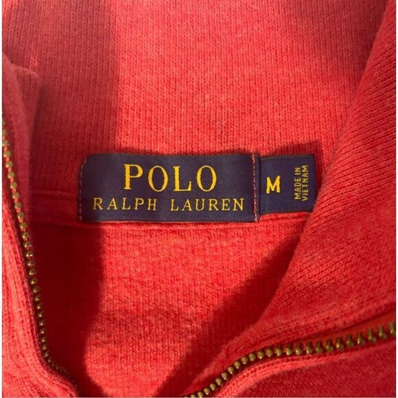 Polo Ralph Lauren Sweater Mens Medium Red 1/4 Zip Mock Neck Pullover Preppy - Picture 6 of 8